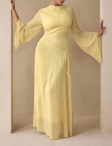 Rochie maxi Shein Curve+, galben muștar