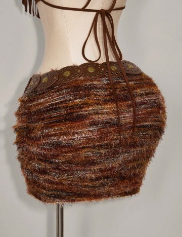 Fustă mini Shein Curve+, maro