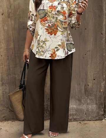 Pantaloni Shein Curve+, maro