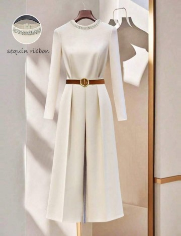 Salopetă lungă Shein, crem