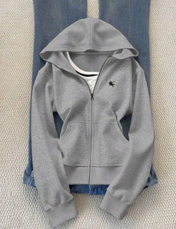 Hanorac Cu Fermoar Shein, gri