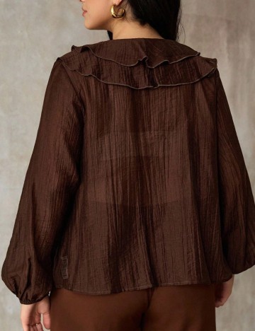 Cămașă Shein Curve+, maro