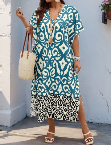 Rochie midi Shein Curve+, mix culori