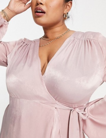 Rochie midi Flounce, roz