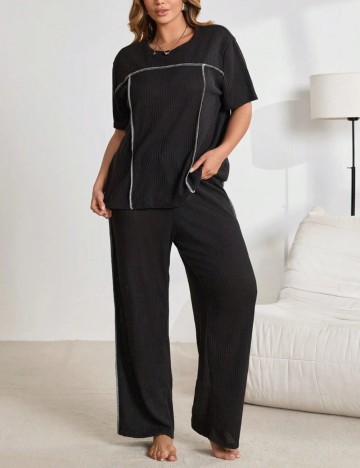 Compleu pijamale Shein Curve+, negru