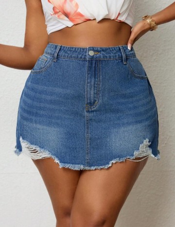 Fustă de blugi Shein Curve+, albastru