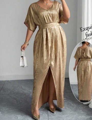 Rochie maxi Shein Curve+, auriu