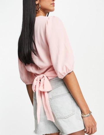 Cămașă cu m&acirc;necă scurtă ASOS, roz