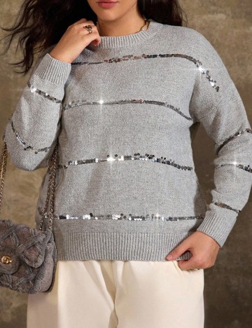 Pulover Shein Curve+, gri