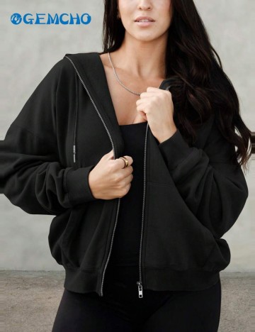 Hanorac Cu Fermoar Shein, negru