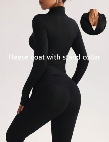 Bluză cu fermoar Shein, negru