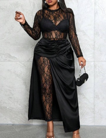 Fustă maxi Shein Curve+, negru