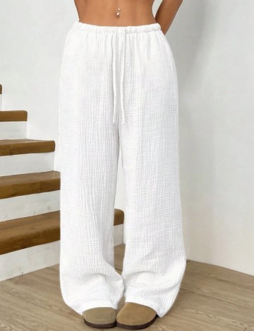 Pantaloni Shein Curve+, alb