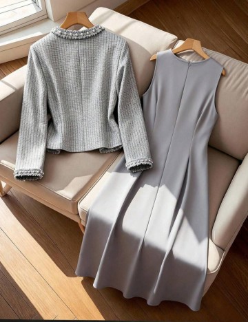 Set rochie și sacou Shein Curve+, gri