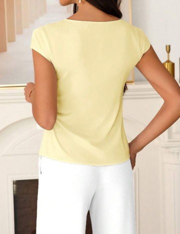 Cămașă cu m&acirc;necă scurtă Shein, galben