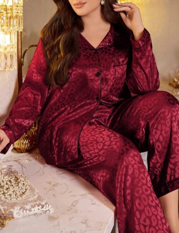 Compleu pijamale Shein Curve+, vișiniu