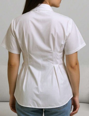 Cămașă cu m&acirc;necă scurtă Shein, alb