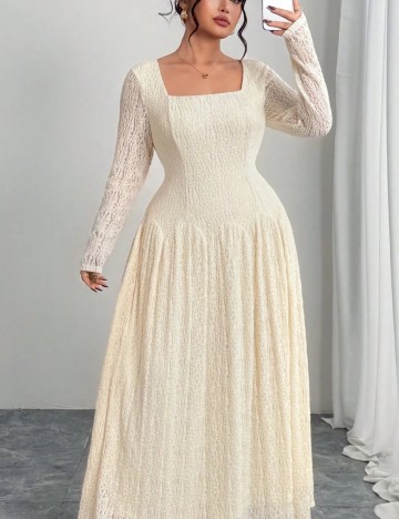 Rochie maxi Shein Curve+, crem