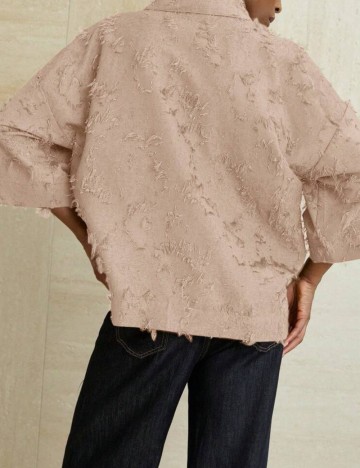 Cămașă cu m&acirc;necă scurtă Shein Aveloria, bej