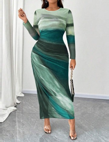 Rochie maxi Shein Curve+, mix culori