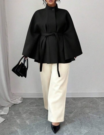 Palton scurt Shein Curve+, negru