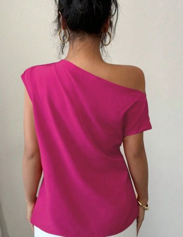 Cămașă cu m&acirc;necă scurtă Shein, roz