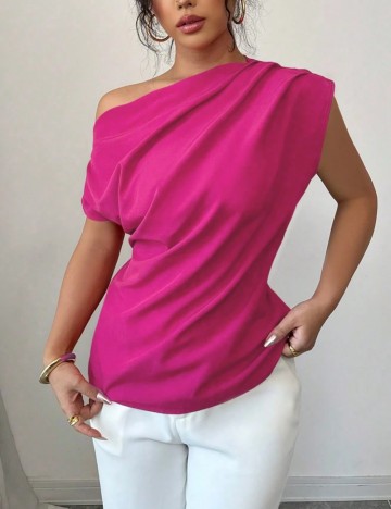 Cămașă cu m&acirc;necă scurtă Shein, roz