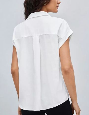 Cămașă cu m&acirc;necă scurtă Shein, alb