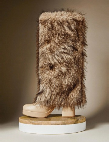 Cizme cu toc Shein, bej