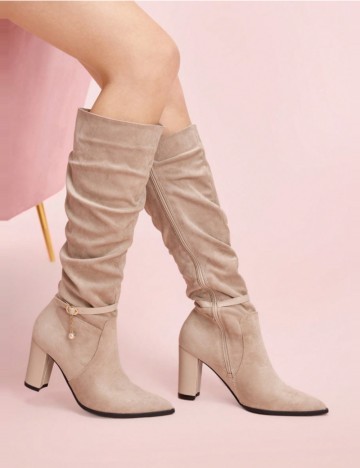 Cizme cu toc Shein CUCCOO, bej