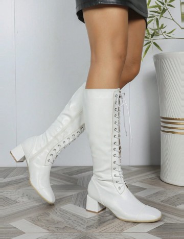 Cizme cu toc Shein, alb