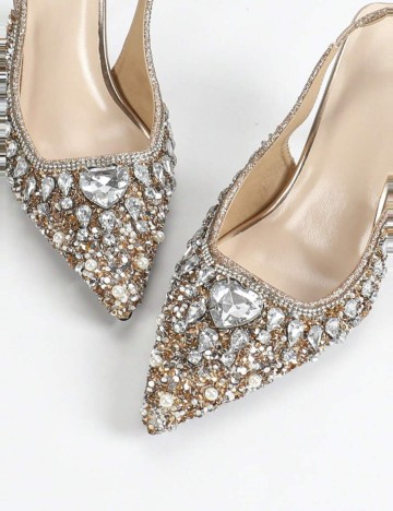 Saboți cu toc Shein, auriu