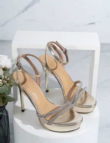 Sandale Cu Toc Shein, auriu
