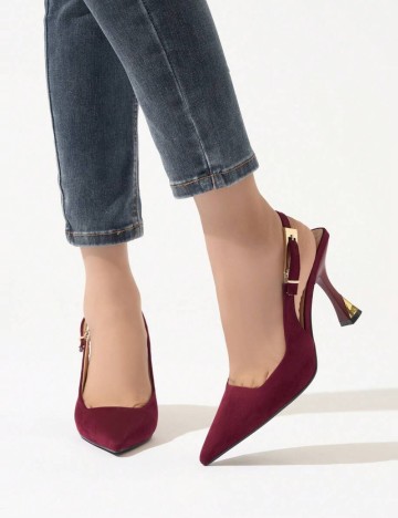 Saboți cu toc Shein, vișiniu