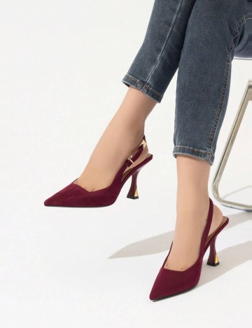 Saboți cu toc Shein, vișiniu