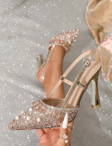 Pantofi cu toc Shein, auriu