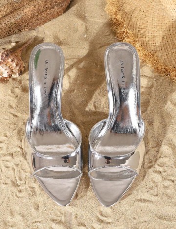 Saboți cu toc Shein, argintiu