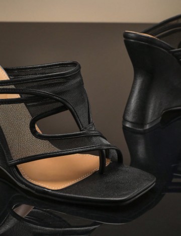 Saboți cu toc Shein, negru