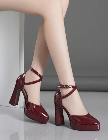 Pantofi cu toc Shein, vișiniu