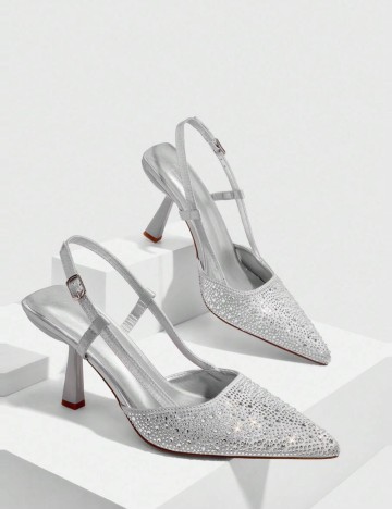 Pantofi cu toc Shein, argintiu