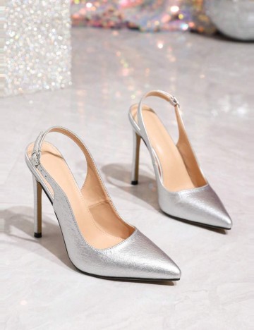 Pantofi cu toc Shein, argintiu