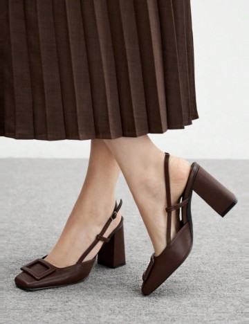 Pantofi cu toc Shein CUCCOO, maro