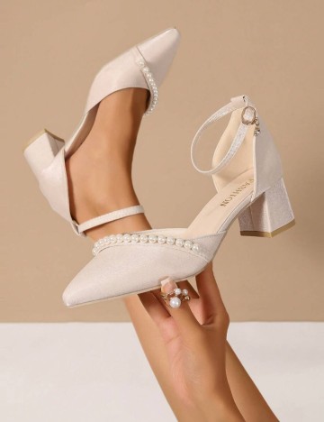 Pantofi cu toc Shein, crem