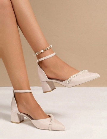 Pantofi cu toc Shein, crem