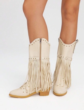 Cizme cu toc Shein, crem