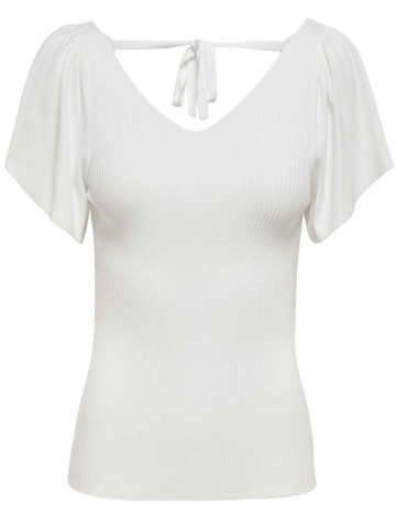 Bluză cu m&acirc;necă scurtă Only, alb