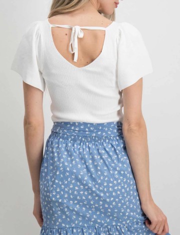 Bluză cu m&acirc;necă scurtă Only, alb