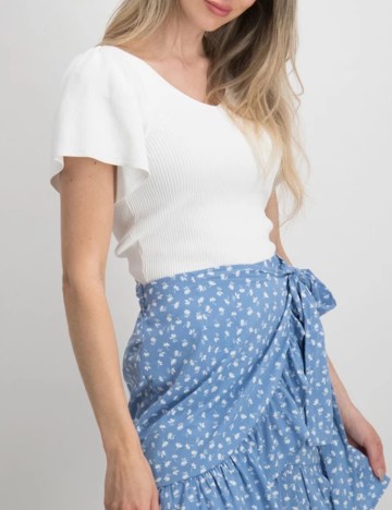 Bluză cu m&acirc;necă scurtă Only, alb