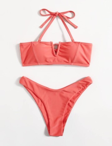 Costum de baie Romwe by Shein, portocaliu coral