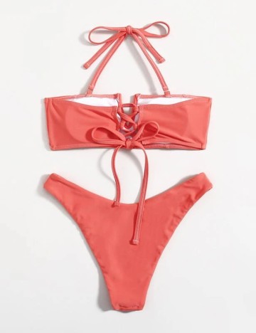 Costum de baie Romwe by Shein, portocaliu coral
